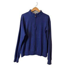 Peter Millar 1/4 Zip Pullover Sweatshirt Blue Cotton Medium
